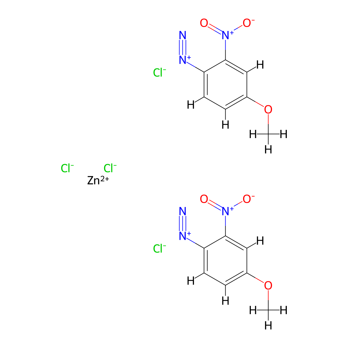 Benzenediazonium, 4-methoxy-2-nitro-, (T-4)-tetrachlorozincate(2-) (2:1) molecular structure, CAS 14239-24-8