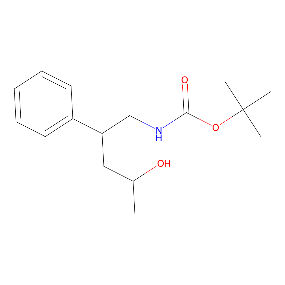 tert-butyl N-(4-hydroxy-2-phenylpentyl)carbamate molecular structure, CAS 1423945-95-2