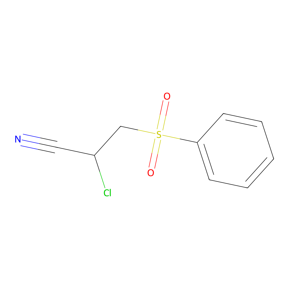 3-(Benzenesulfonyl)-2-chloropropanenitrile molecular structure, CAS 1424-50-6