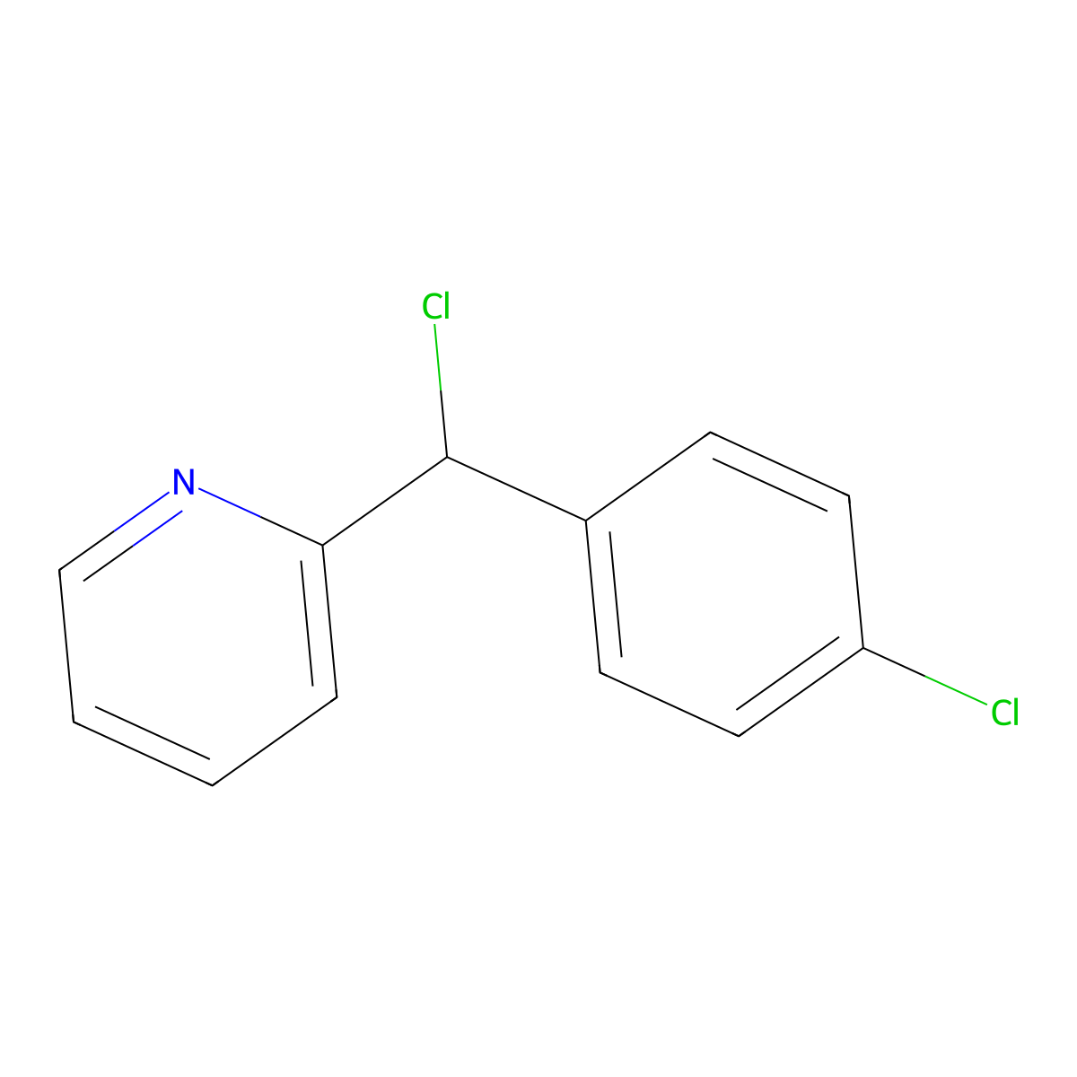 Pyridine, 2-(chloro(4-chlorophenyl)methyl)- molecular structure, CAS 142404-69-1