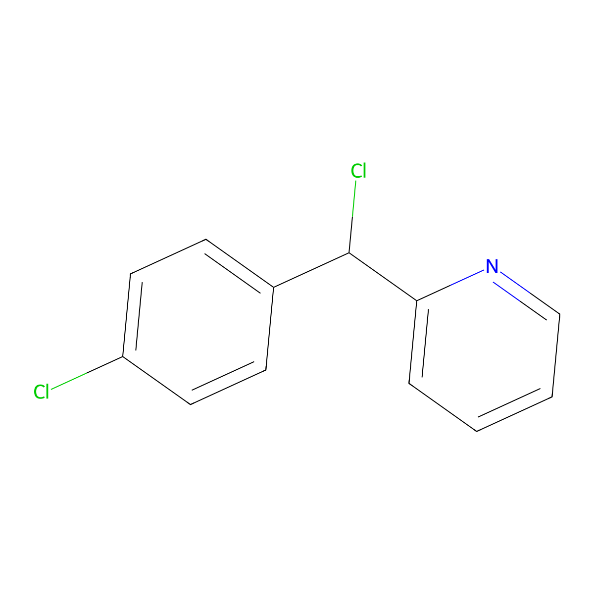 Pyridine, 2-(chloro(4-chlorophenyl)methyl)- molecular structure, CAS 142404-69-1