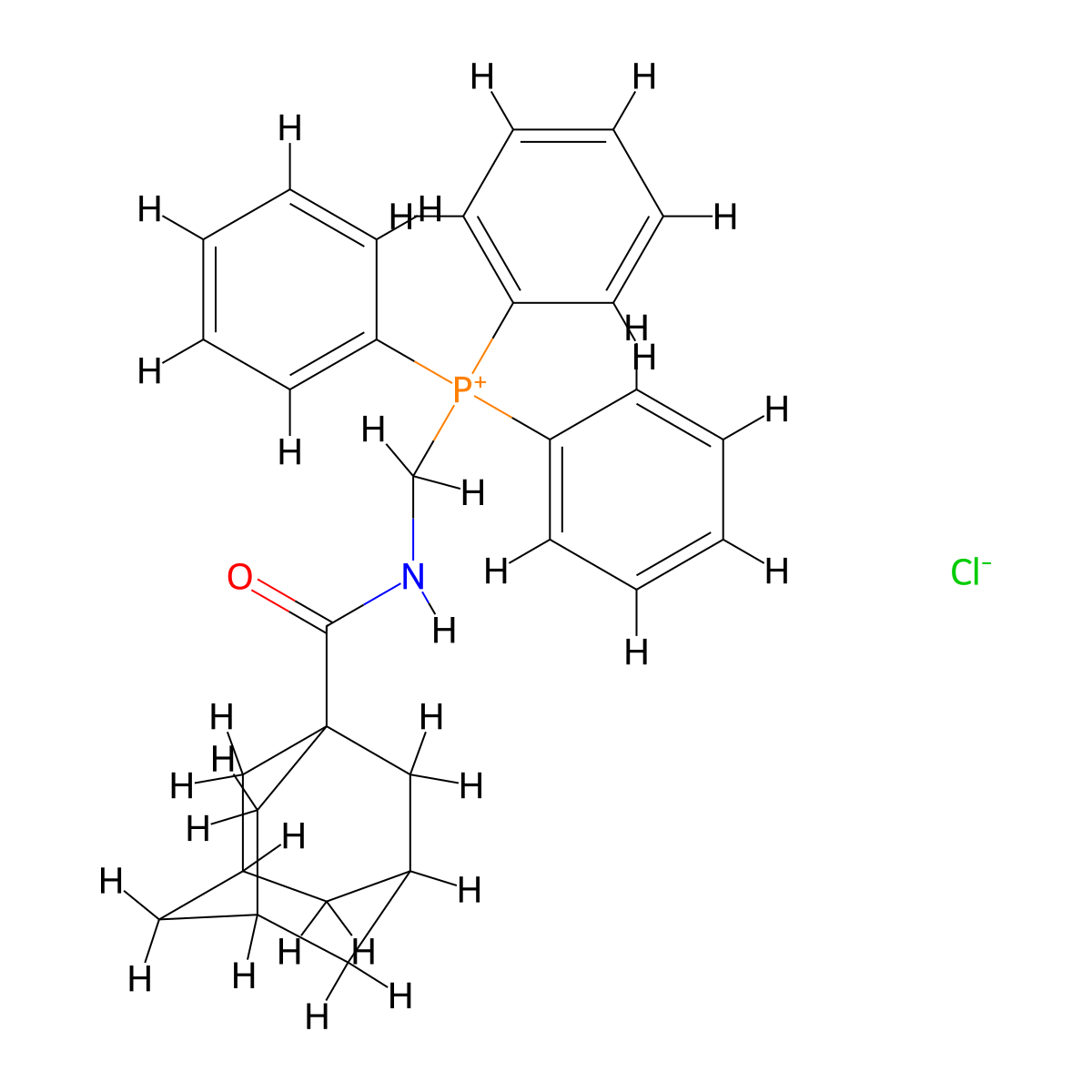 ((Adamantane-1-carboxamido)methyl)triphenylphosphonium chloride molecular structure, CAS 142414-38-8
