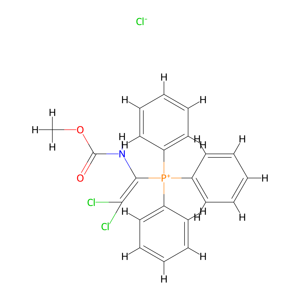 (2,2-Dichloro-1-((methoxycarbonyl)amino)vinyl)triphenylphosphonium chloride molecular structure, CAS 142414-43-5