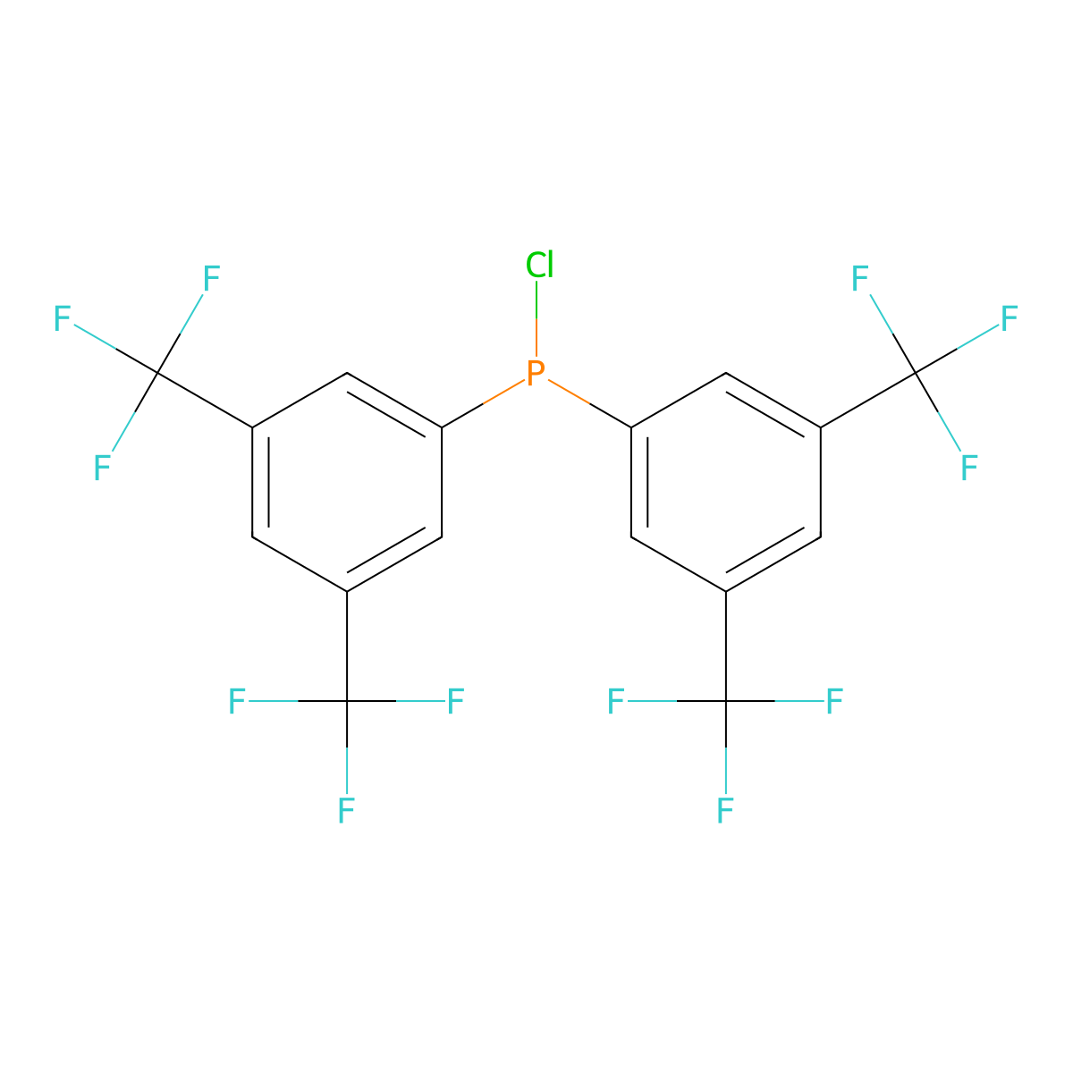 Bis(3,5-di(trifluoromethyl)phenyl)chlorophosphine molecular structure, CAS 142421-57-6