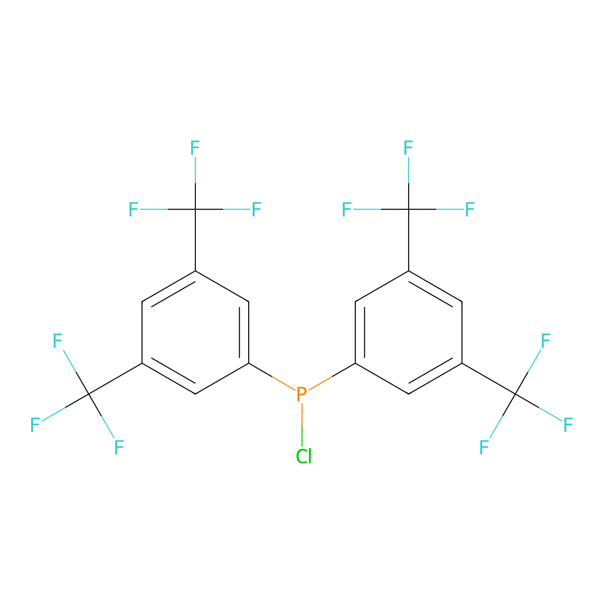 Bis(3,5-di(trifluoromethyl)phenyl)chlorophosphine molecular structure, CAS 142421-57-6