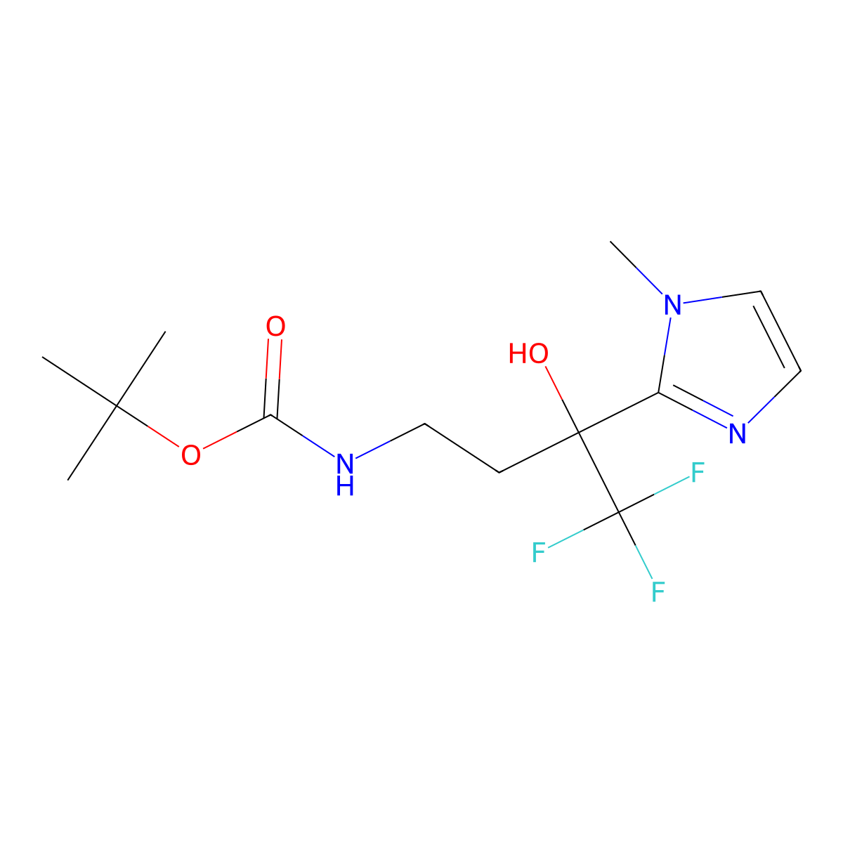 tert-butyl N-[4,4,4-trifluoro-3-hydroxy-3-(1-methyl-1H-imidazol-2-yl)butyl]carbamate molecular structure, CAS 1424230-43-2