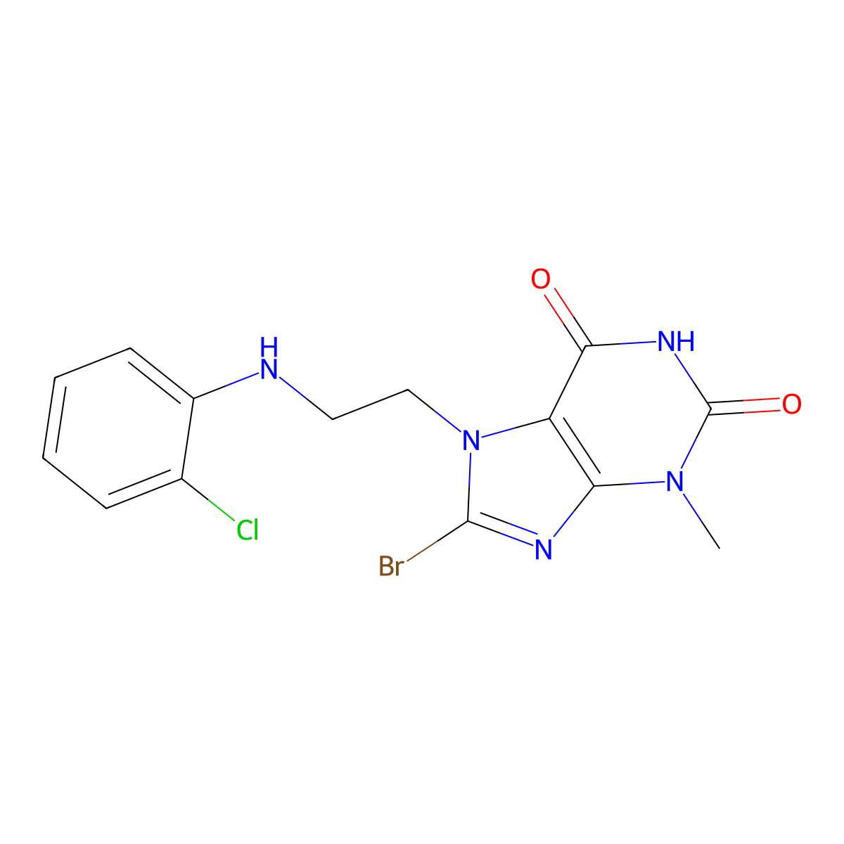 8-bromo-7-{2-[(2-chlorophenyl)amino]ethyl}-3-methyl-2,3,6,7-tetrahydro-1H-purine-2,6-dione molecular structure, CAS 1424267-64-0