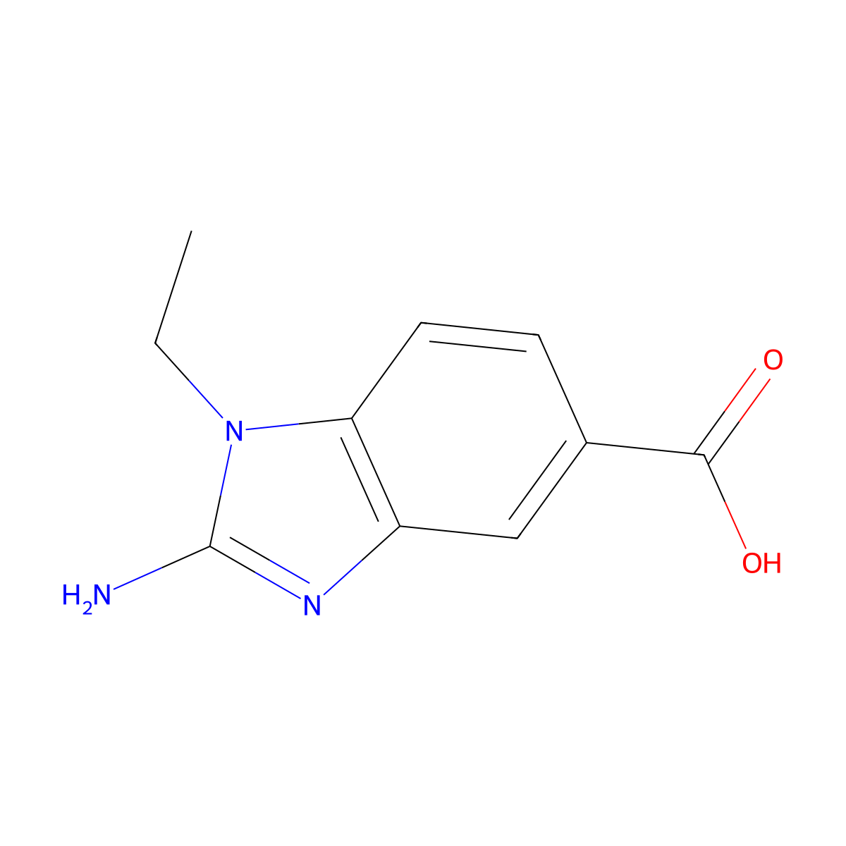 2-amino-1-ethyl-1H-1,3-benzodiazole-5-carboxylic acid molecular structure, CAS 1424269-13-5