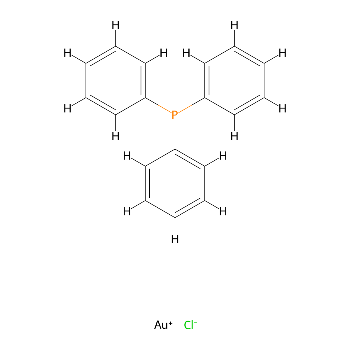 Gold(1+); triphenylphosphane molecular structure, CAS 14243-64-2