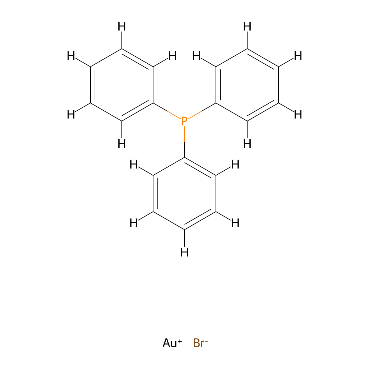 Bromo(triphenylphosphine)gold(I) molecular structure, CAS 14243-65-3