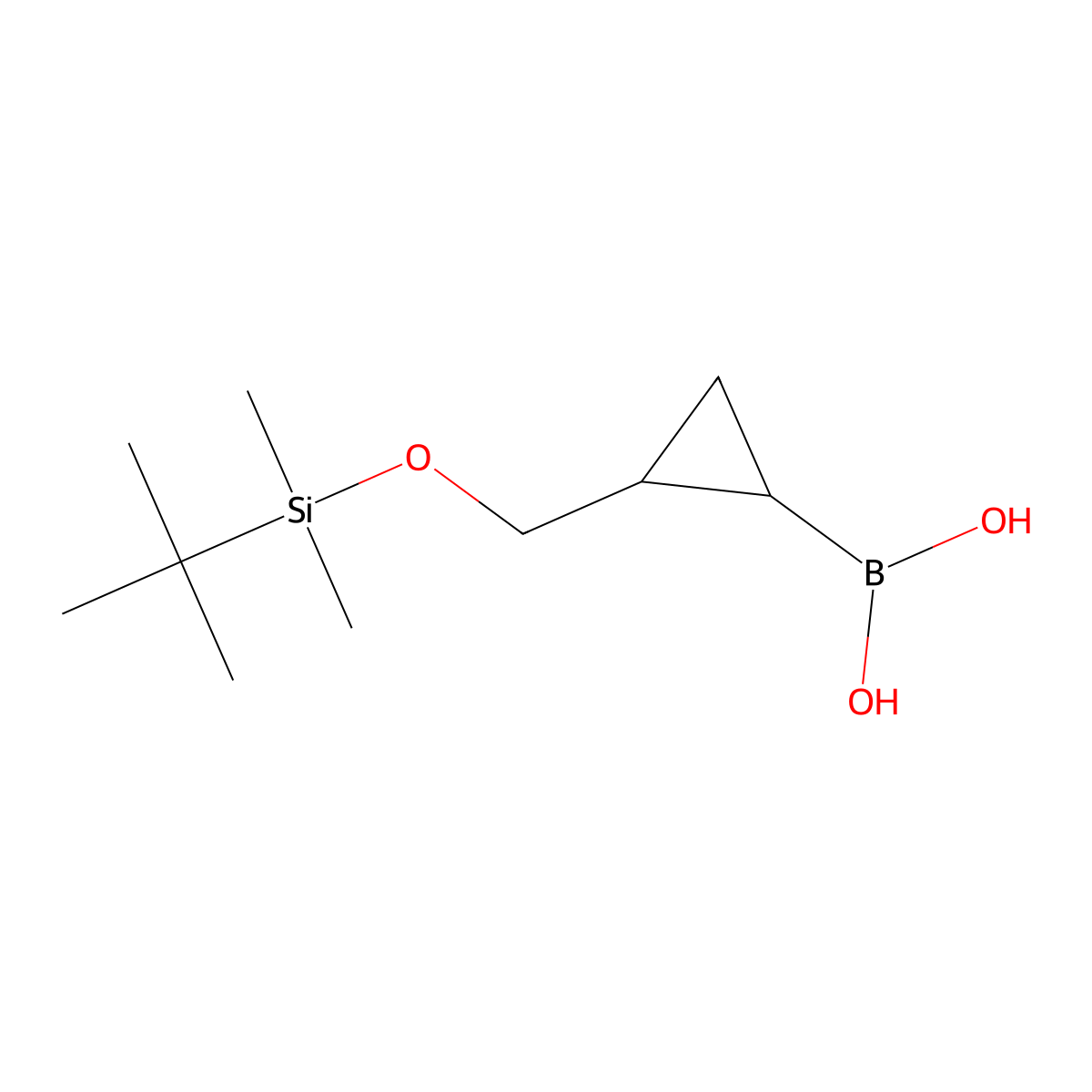 rac-[(1R,2R)-2-{[(tert-butyldimethylsilyl)oxy]methyl}cyclopropyl]boronic acid molecular structure, CAS 1424376-26-0
