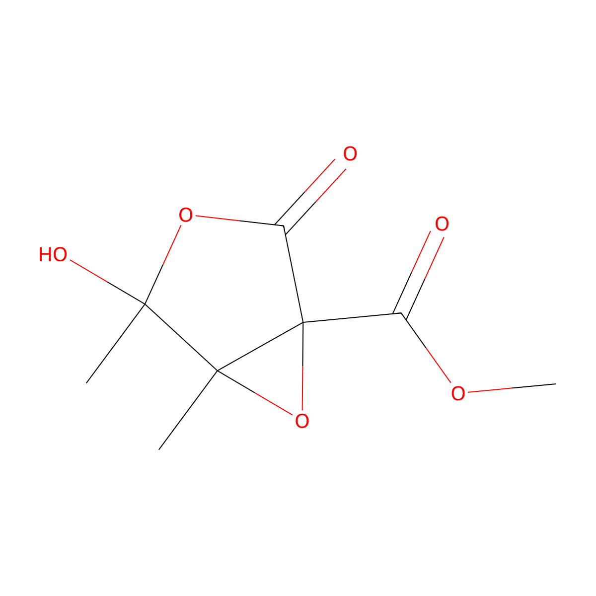 4,5-Dimethyl-5-hydroxy-3-(methoxycarbonyl)-3,4-epoxy-gamma-butyrolactone molecular structure, CAS 142438-57-1