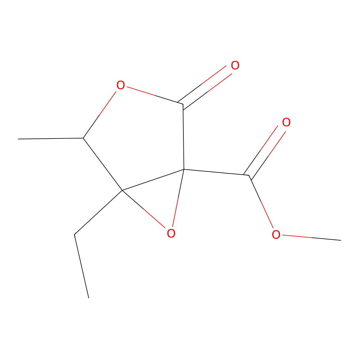 Methyl 5-ethyl-4-methyl-2-oxo-3,6-dioxabicyclo(3.1.0)hexane-1-carboxylate molecular structure, CAS 142438-58-2
