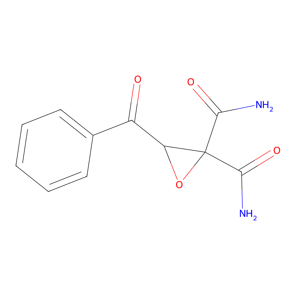 1,1-Dicarbamoyl-1,2-epoxy-3-phenylpropan-3-one molecular structure, CAS 142438-70-8