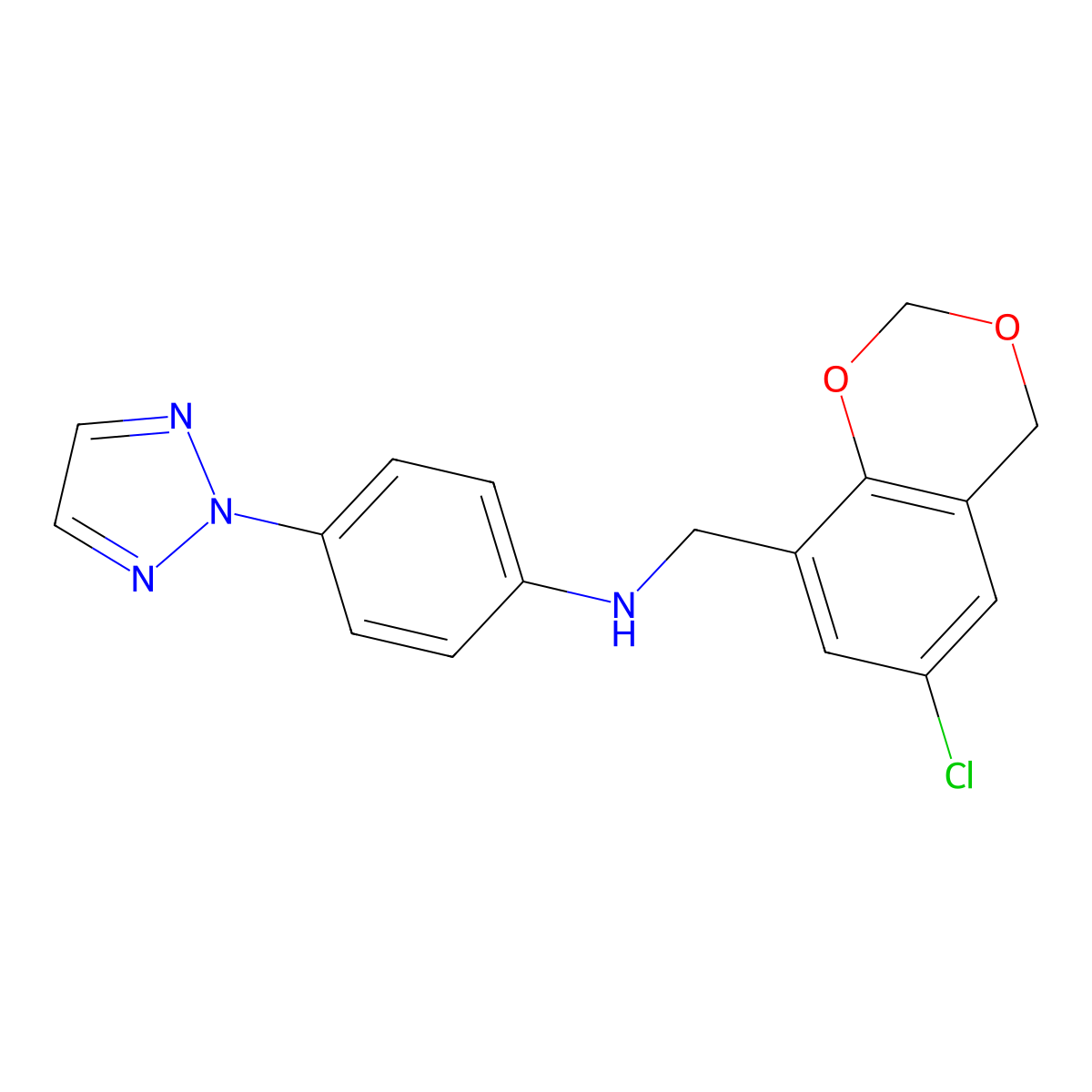 N-((6-Chloro-4H-benzo[d][1,3]dioxin-8-yl)methyl)-4-(2H-1,2,3-triazol-2-yl)aniline molecular structure, CAS 1424381-56-5