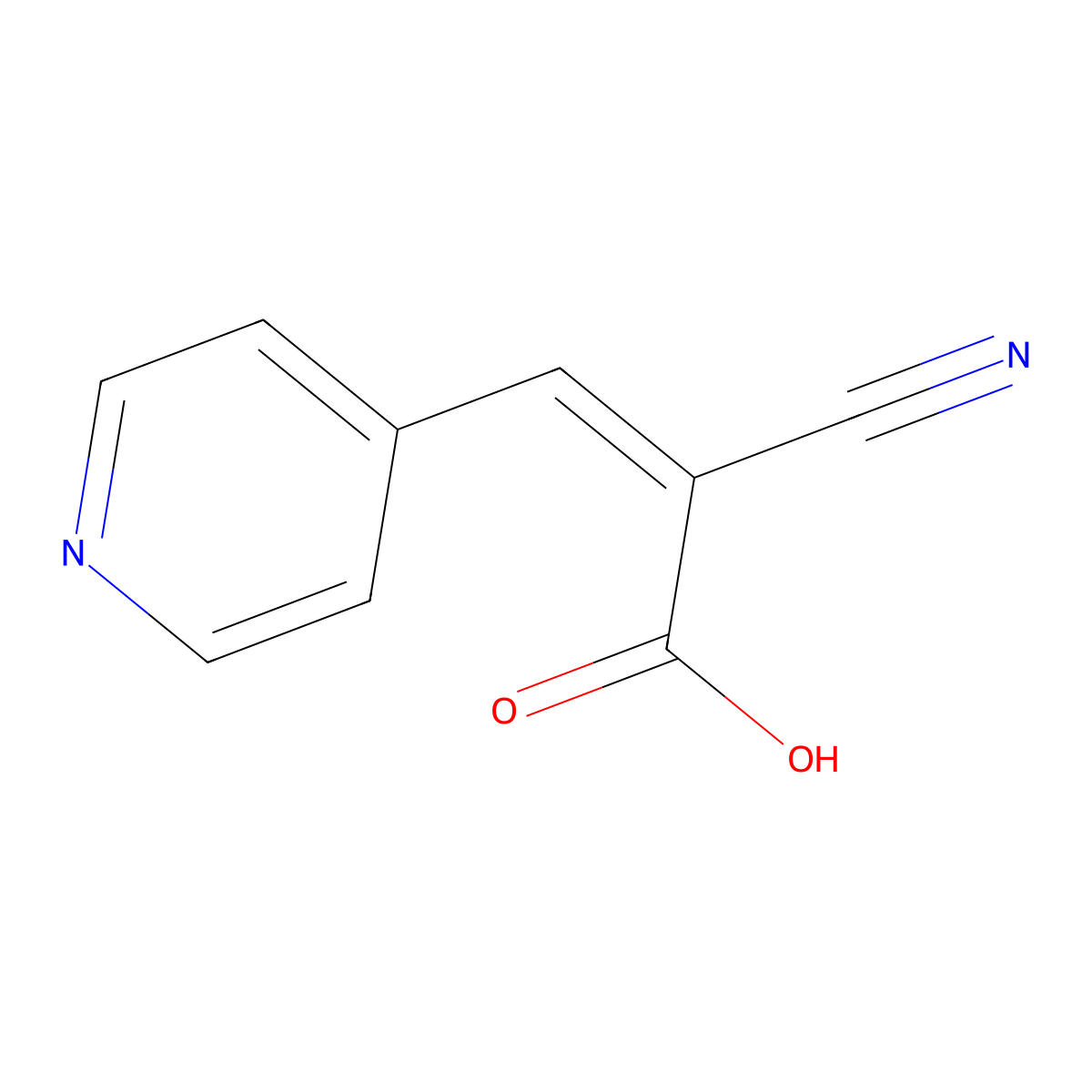 (2E)-2-cyano-3-(pyridin-4-yl)prop-2-enoic acid molecular structure, CAS 1424390-75-9