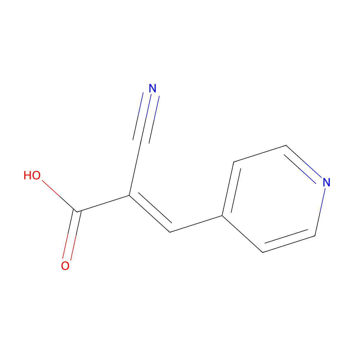 (2E)-2-cyano-3-(pyridin-4-yl)prop-2-enoic acid molecular structure, CAS 1424390-75-9
