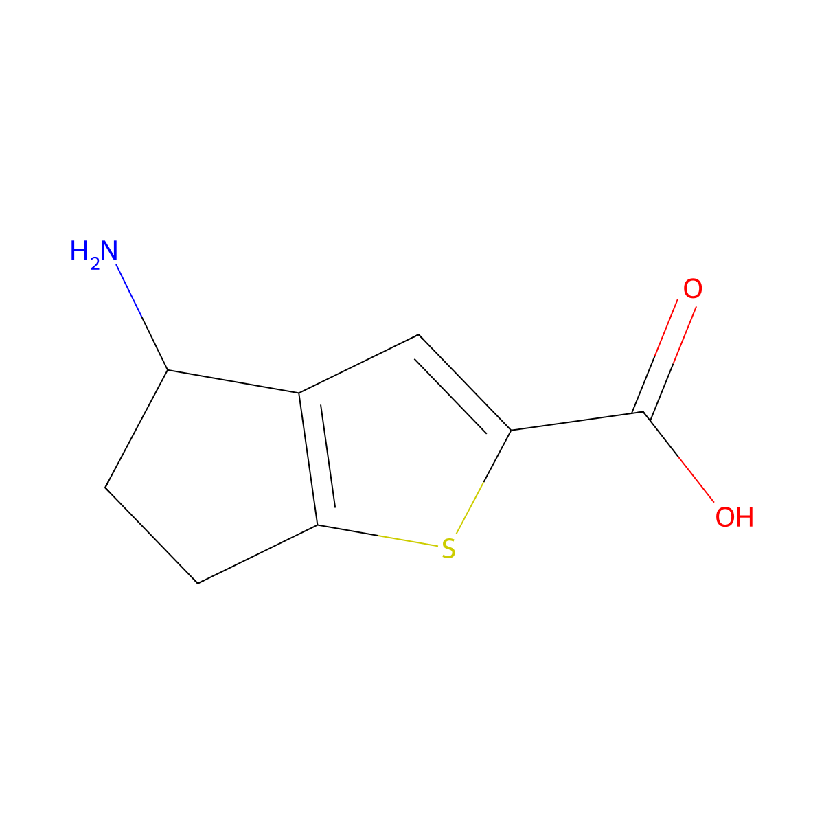 4-amino-4H,5H,6H-cyclopenta[b]thiophene-2-carboxylic acid molecular structure, CAS 1424391-24-1