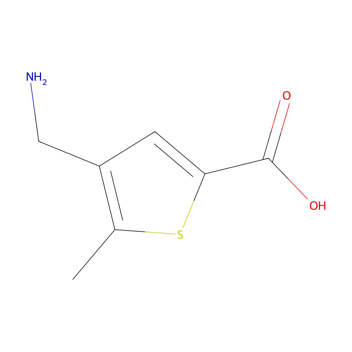 4-(Aminomethyl)-5-methylthiophene-2-carboxylic acid molecular structure, CAS 1424391-78-5