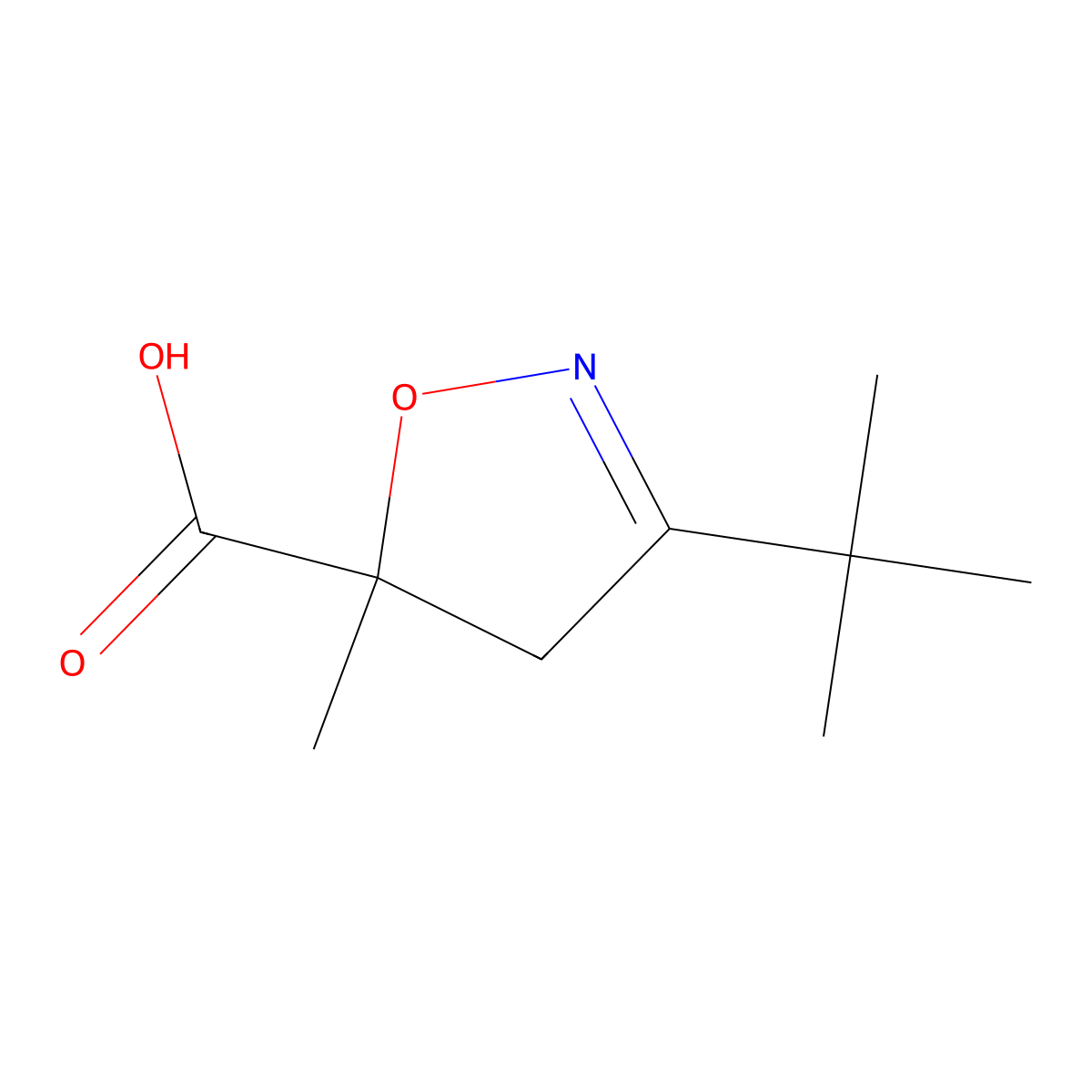 3-(tert-Butyl)-5-methyl-4,5-dihydroisoxazole-5-carboxylic acid molecular structure, CAS 1424394-95-5
