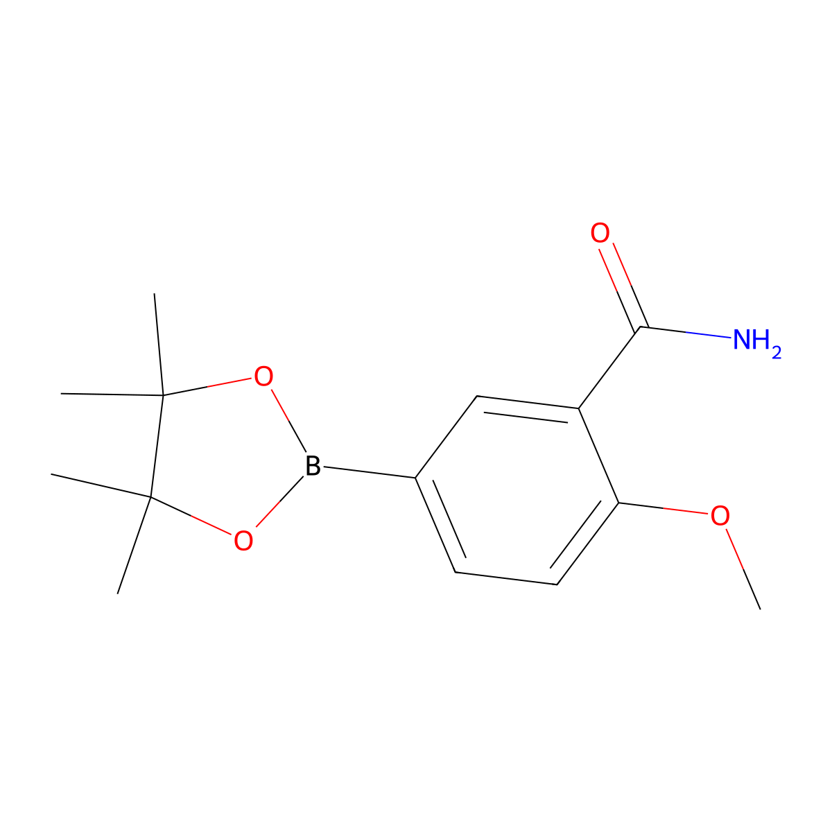 2-Methoxy-5-(4,4,5,5-tetramethyl-1,3,2-dioxaborolan-2-yl)benzamide molecular structure, CAS 1424432-41-6
