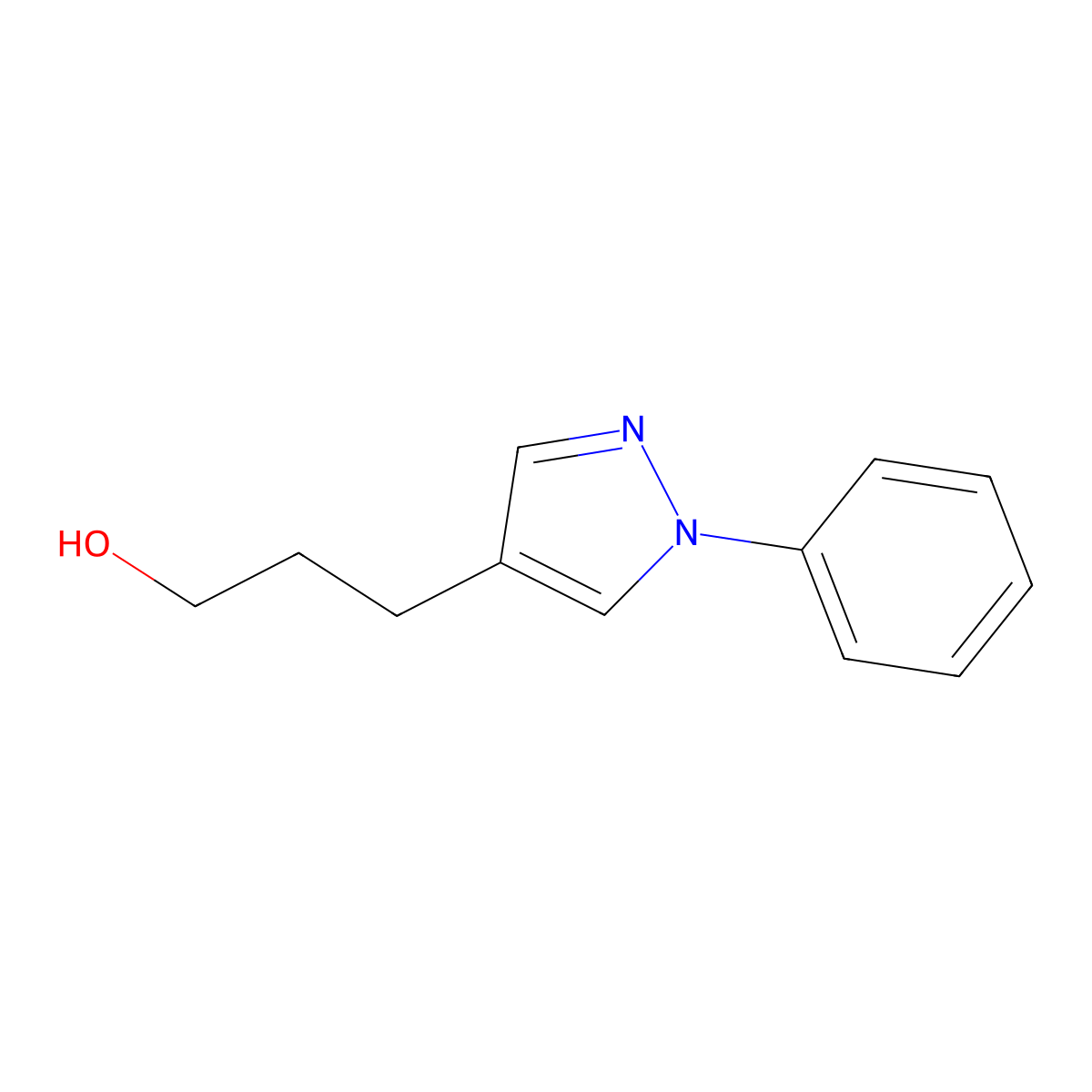 3-(1-phenyl-1H-pyrazol-4-yl)propan-1-ol molecular structure, CAS 142452-23-1