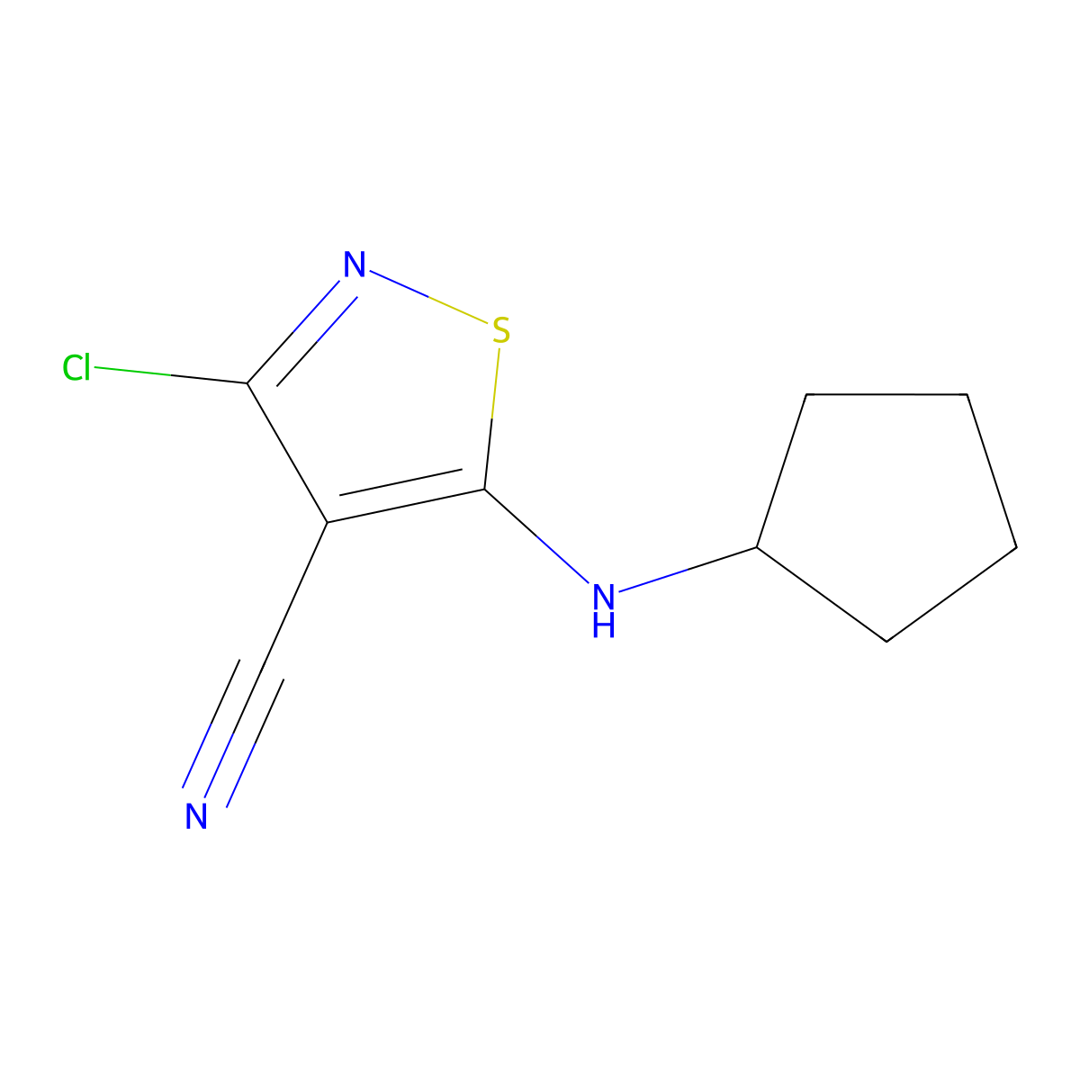 3-Chloro-5-(cyclopentylamino)-1,2-thiazole-4-carbonitrile molecular structure, CAS 1424533-72-1