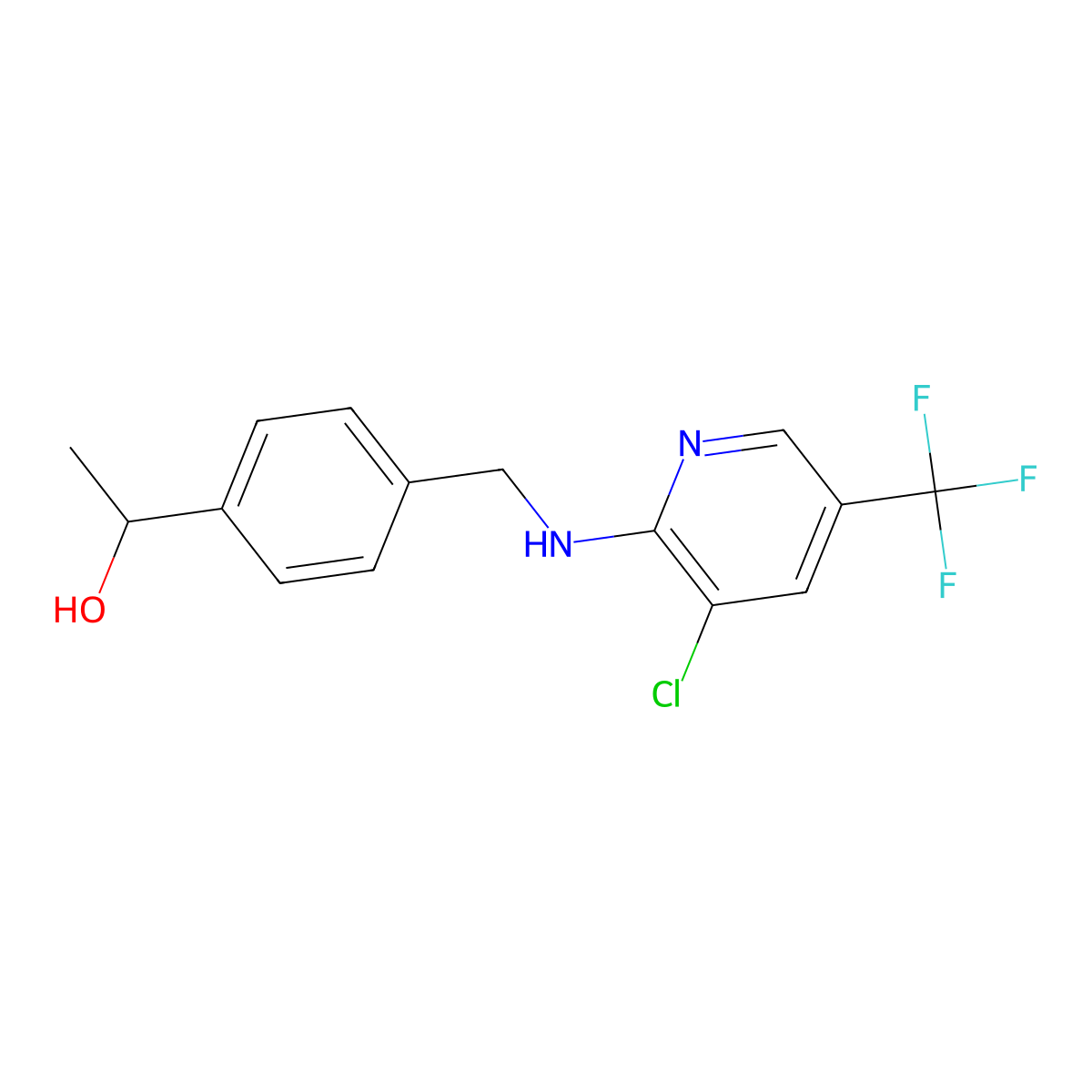 1-(4-(((3-Chloro-5-(trifluoromethyl)pyridin-2-yl)amino)methyl)phenyl)ethan-1-ol molecular structure, CAS 1424559-84-1