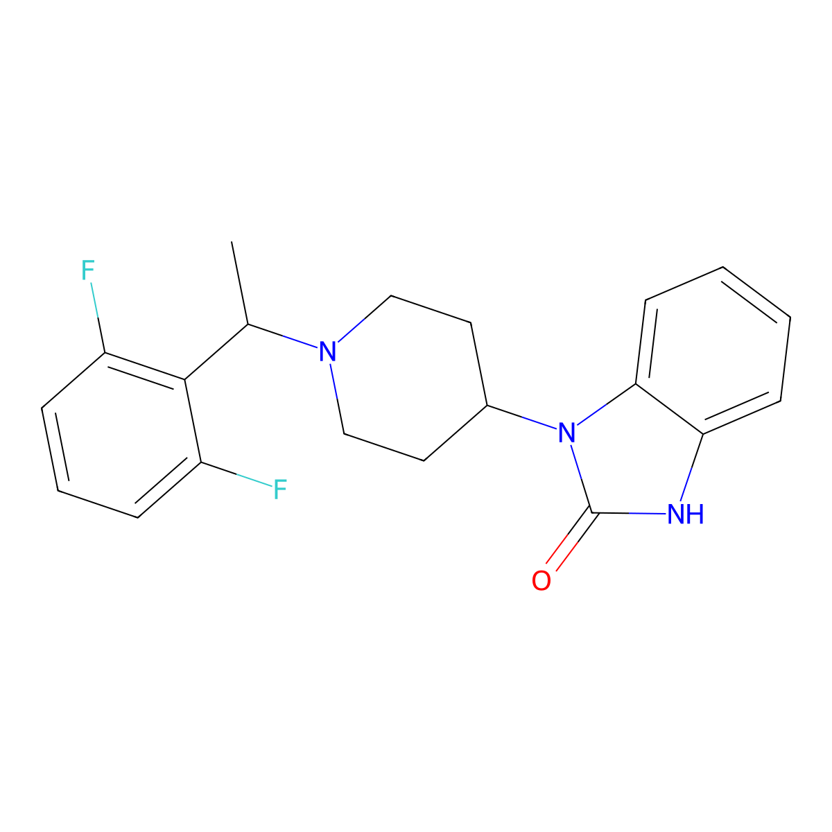 1-{1-[1-(2,6-difluorophenyl)ethyl]piperidin-4-yl}-2,3-dihydro-1H-1,3-benzodiazol-2-one molecular structure, CAS 1424588-34-0