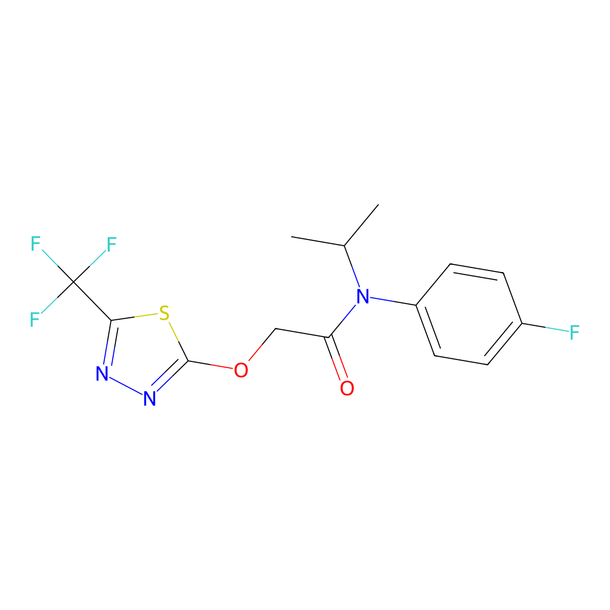 Flufenacet molecular structure, CAS 142459-58-3