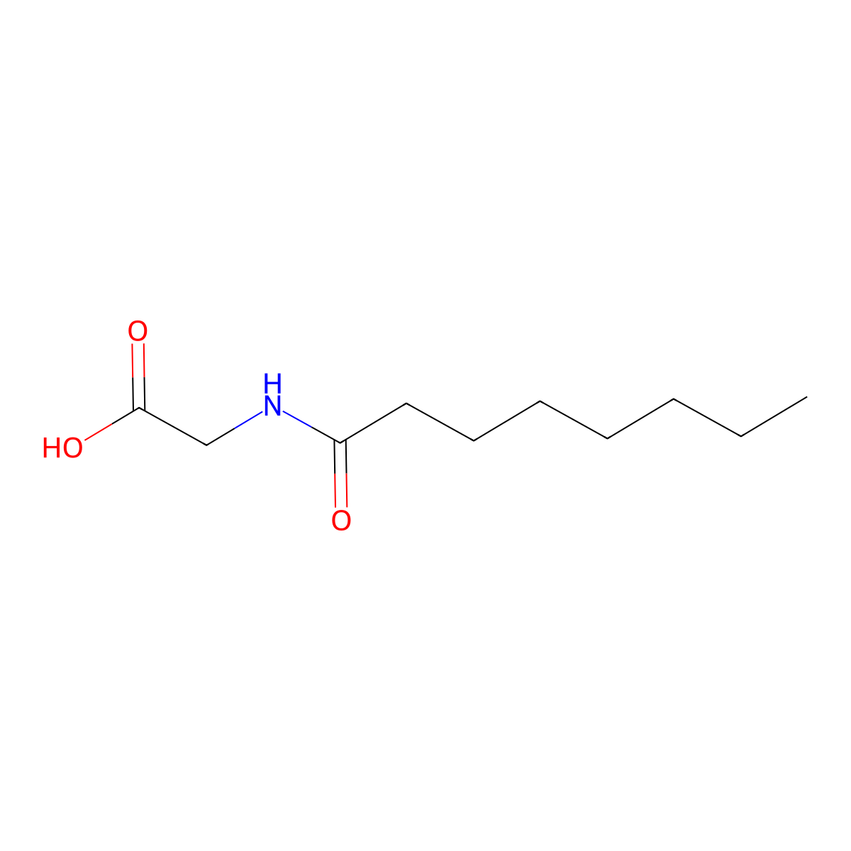 Capryloyl Glycine molecular structure, CAS 14246-53-8