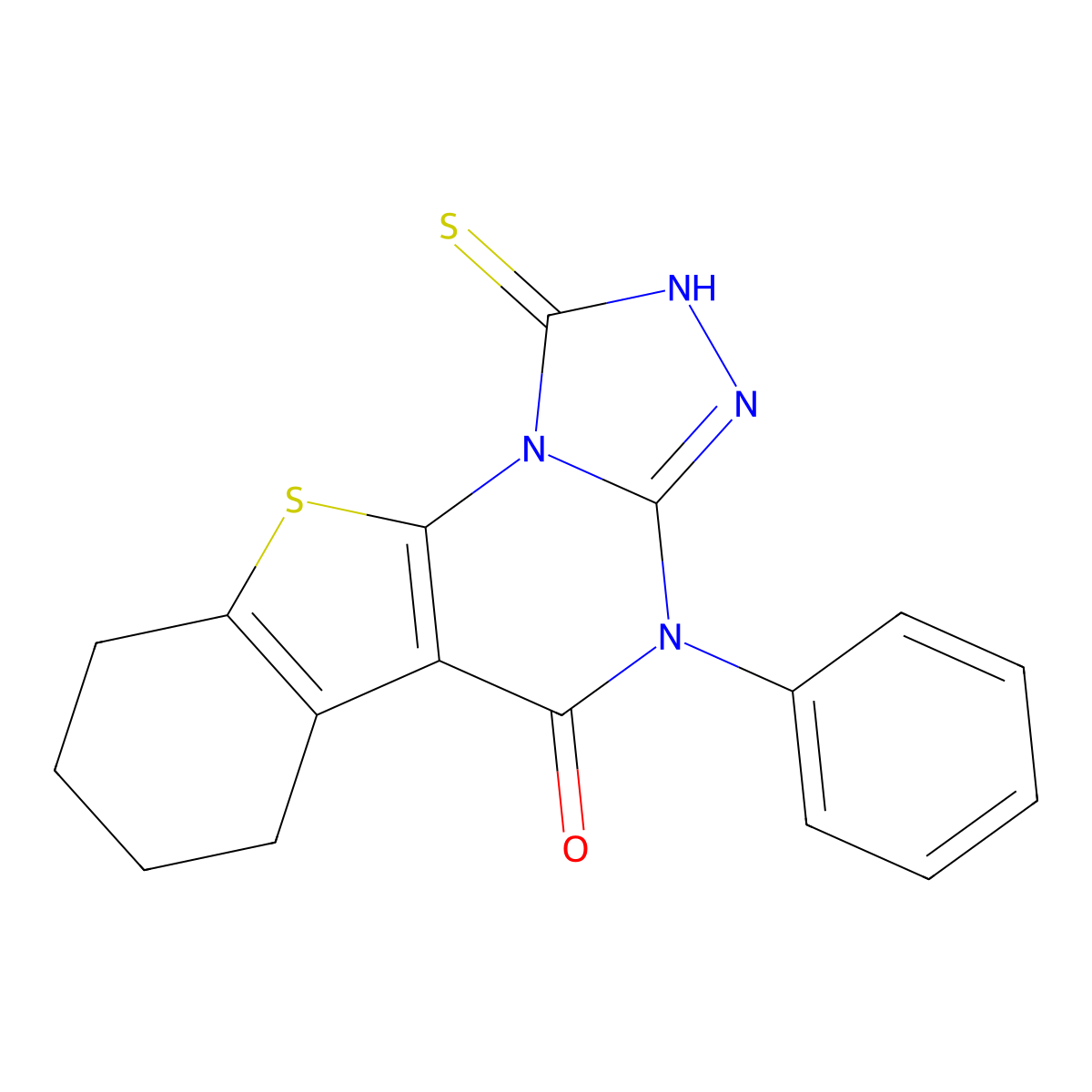 4-phenyl-1-thioxo-2,4,6,7,8,9-hexahydro[1]benzothieno[3,2-e][1,2,4]triazolo[4,3-a]pyrimidin-5(1H)-one molecular structure, CAS 142465-22-3