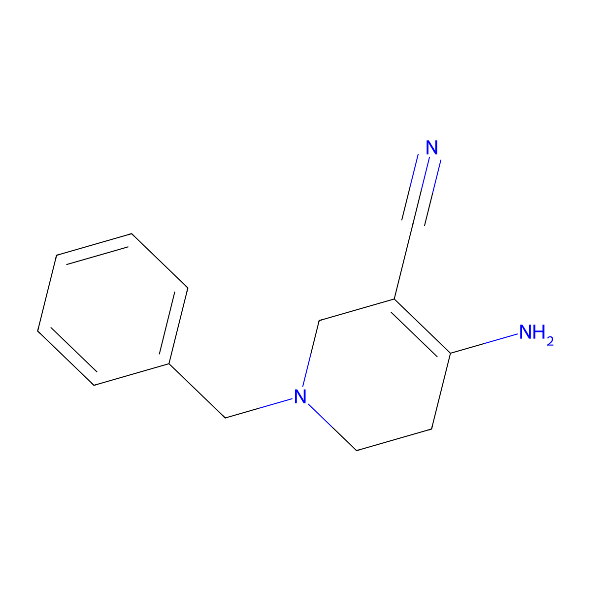 4-Amino-1-benzyl-1,2,5,6-tetrahydropyridine-3-carbonitrile molecular structure, CAS 14247-04-2