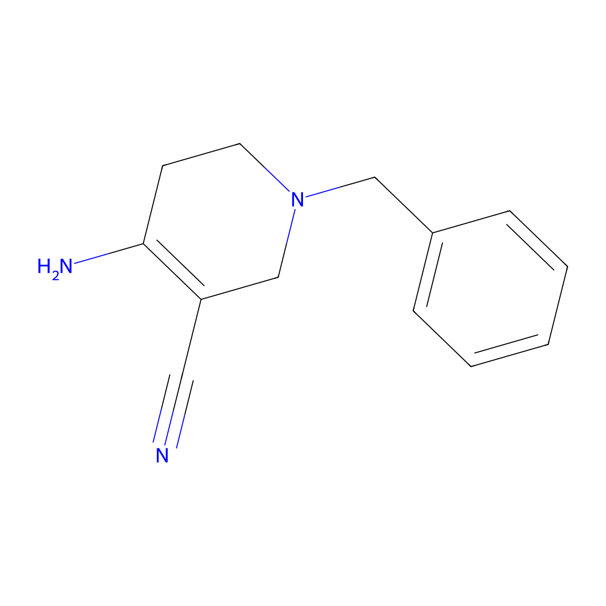 4-Amino-1-benzyl-1,2,5,6-tetrahydropyridine-3-carbonitrile molecular structure, CAS 14247-04-2