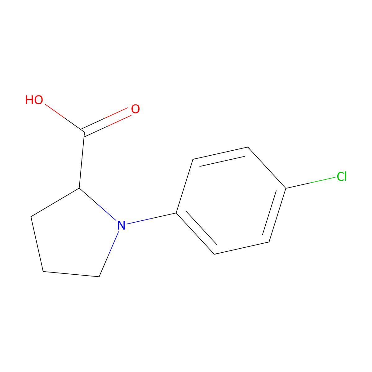 1-(4-Chlorophenyl)pyrrolidine-2-carboxylic acid molecular structure, CAS 142470-06-2
