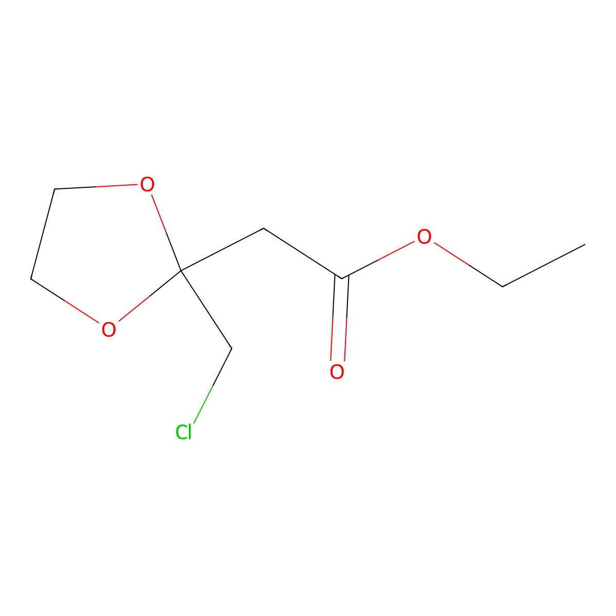 Ethyl 2-[2-(chloromethyl)-1,3-dioxolan-2-yl]acetate molecular structure, CAS 142471-67-8
