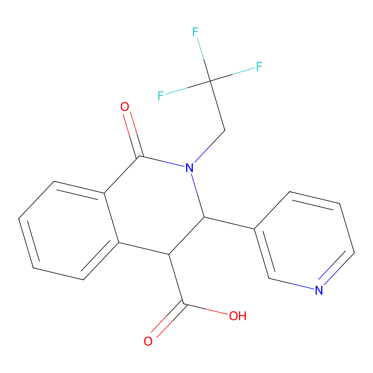(3S,4S)-1-Oxo-3-(pyridin-3-yl)-2-(2,2,2-trifluoroethyl)-1,2,3,4-tetrahydroisoquinoline-4-carboxylic acid molecular structure, CAS 1424799-69-8