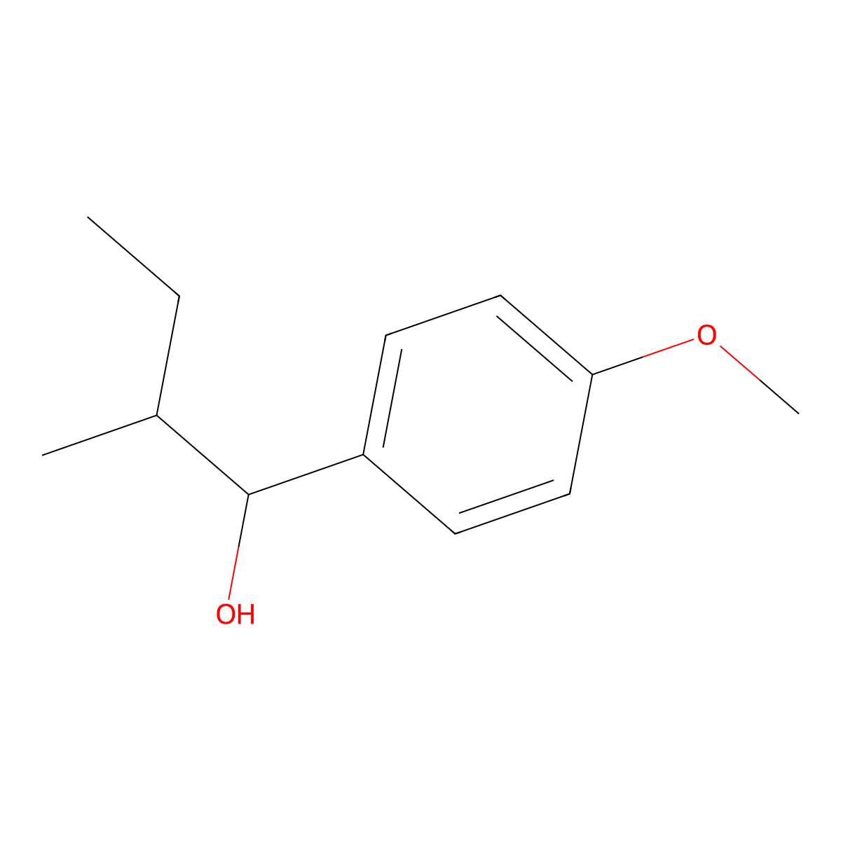 1-(4-Methoxyphenyl)-2-methylbutan-1-ol molecular structure, CAS 14248-29-4