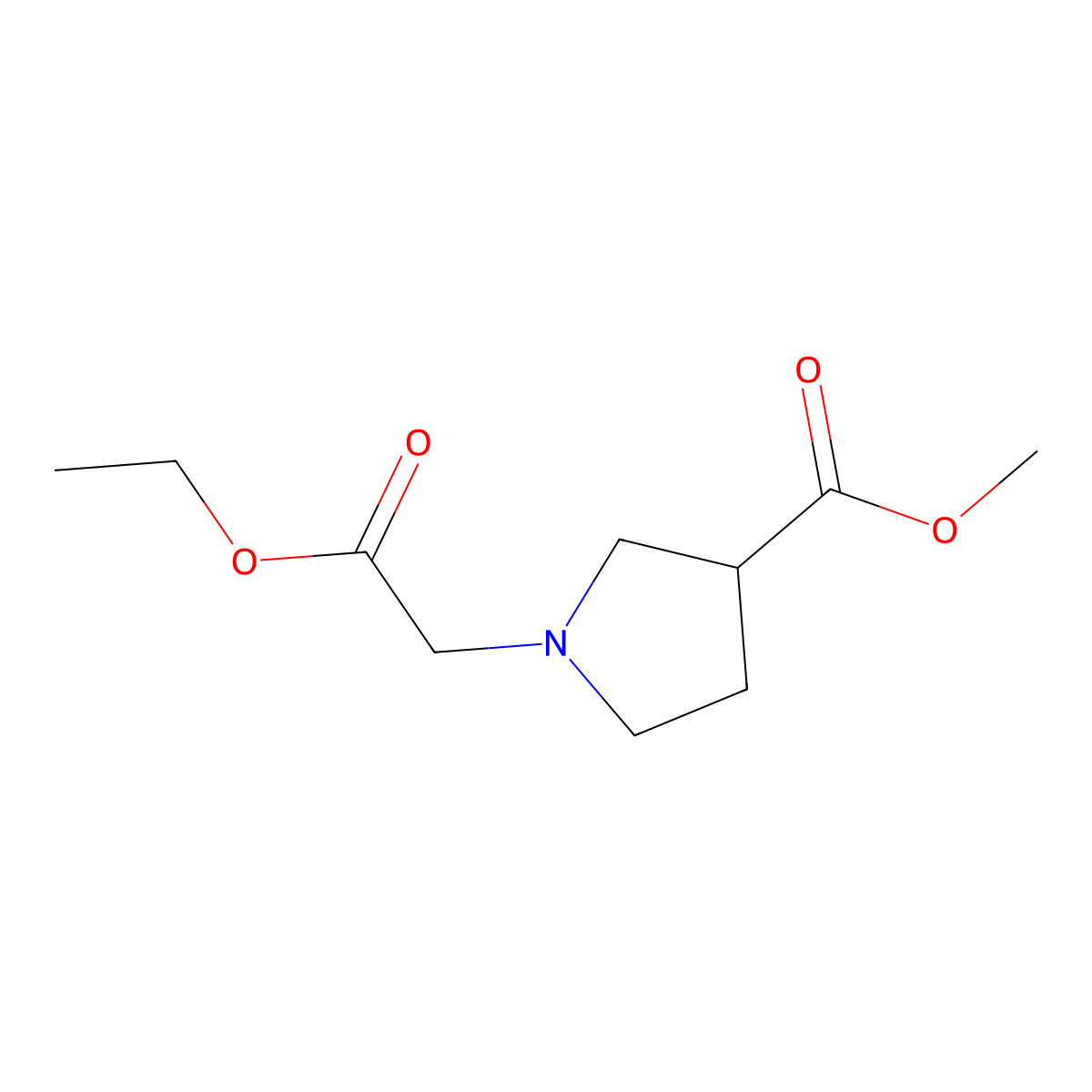 Methyl 1-(2-ethoxy-2-oxoethyl)pyrrolidine-3-carboxylate molecular structure, CAS 142483-57-6