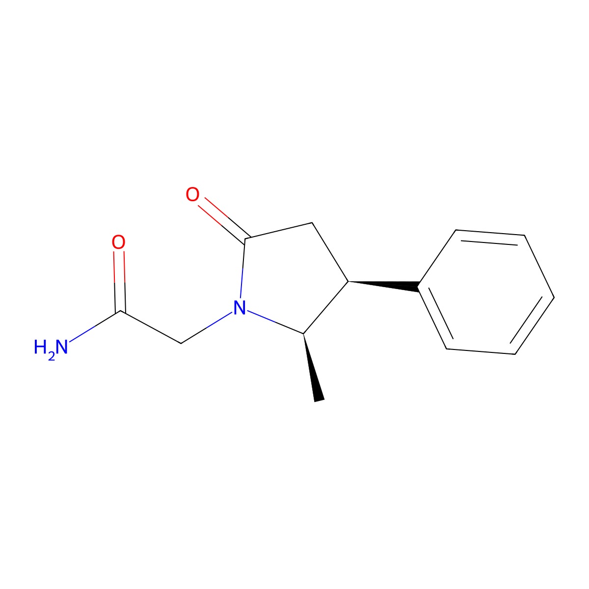 (4S,5R)-2-Oxo-4beta-phenyl-5beta-methylpyrrolidine-1-acetamide molecular structure, CAS 1424832-60-9