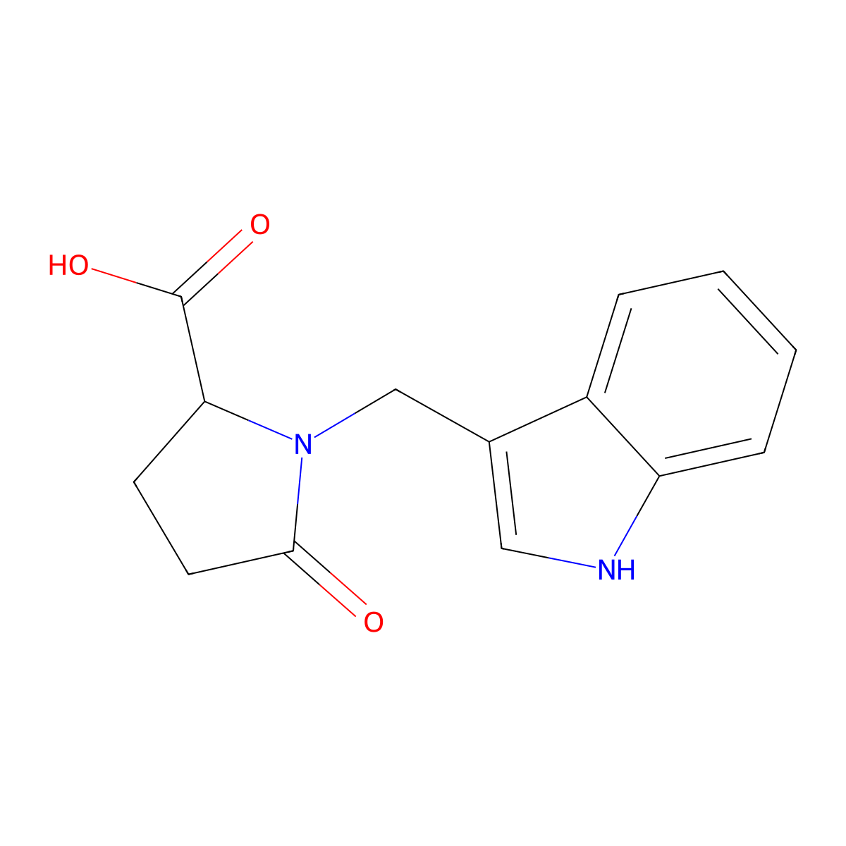 1-((1H-Indol-3-yl)methyl)-5-oxopyrrolidine-2-carboxylic acid molecular structure, CAS 1424839-66-6