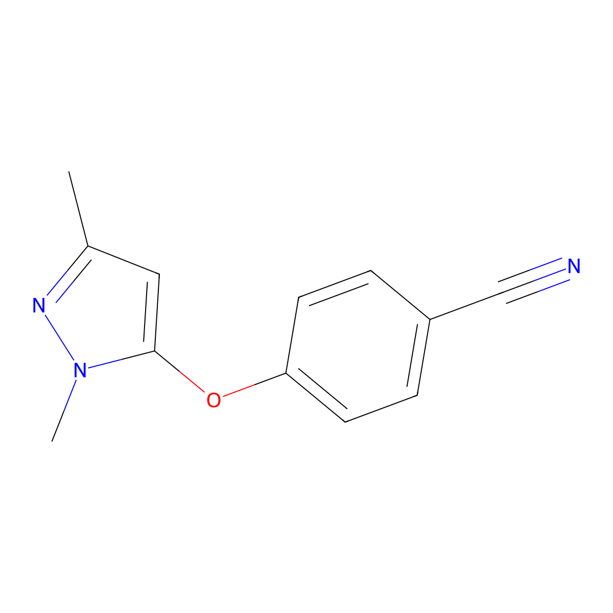 4-[(1,3-Dimethyl-1H-pyrazol-5-yl)oxy]benzonitrile molecular structure, CAS 1424857-15-7