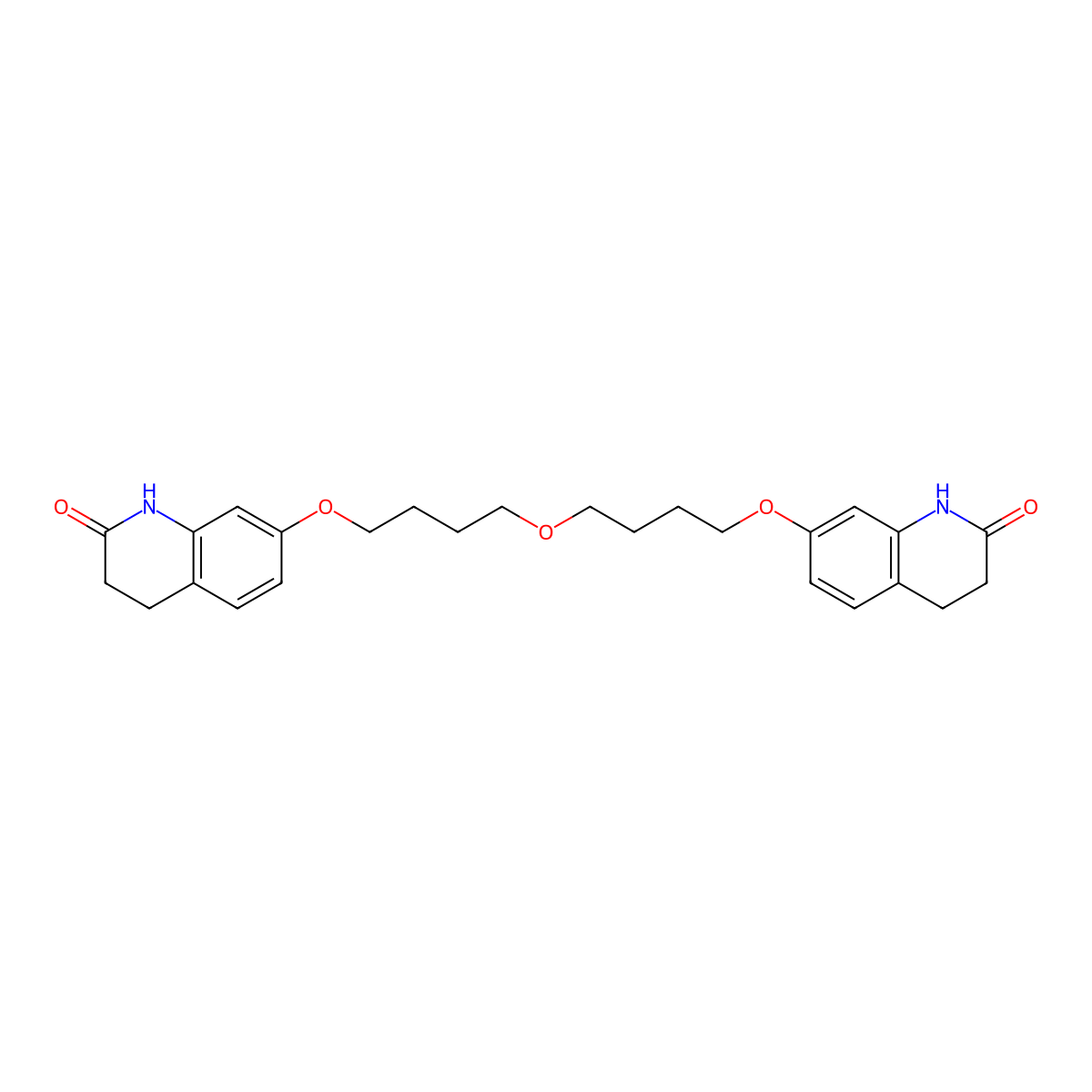 7,7'-((Oxybis(butane-4,1-diyl))bis(oxy))bis(3,4-dihydroquinolin-2(1H)-one) molecular structure, CAS 1424858-02-5