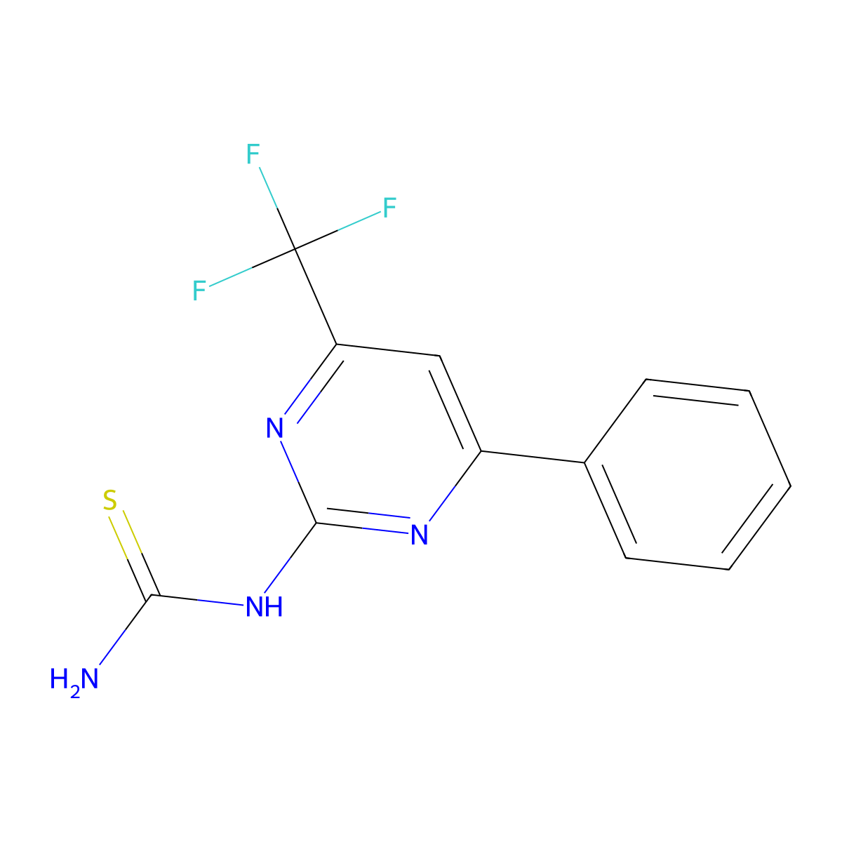 N-[4-Phenyl-6-(trifluoromethyl)pyrimidin-2-yl]thiourea molecular structure, CAS 1424940-60-2