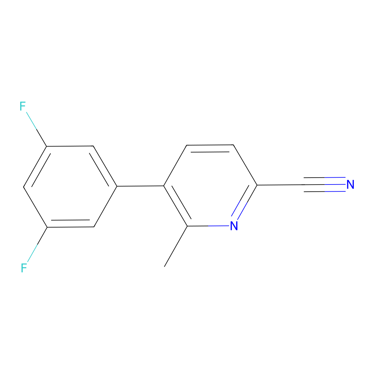 5-(3,5-Difluorophenyl)-6-methyl-2-pyridinecarbonitrile molecular structure, CAS 1424941-65-0