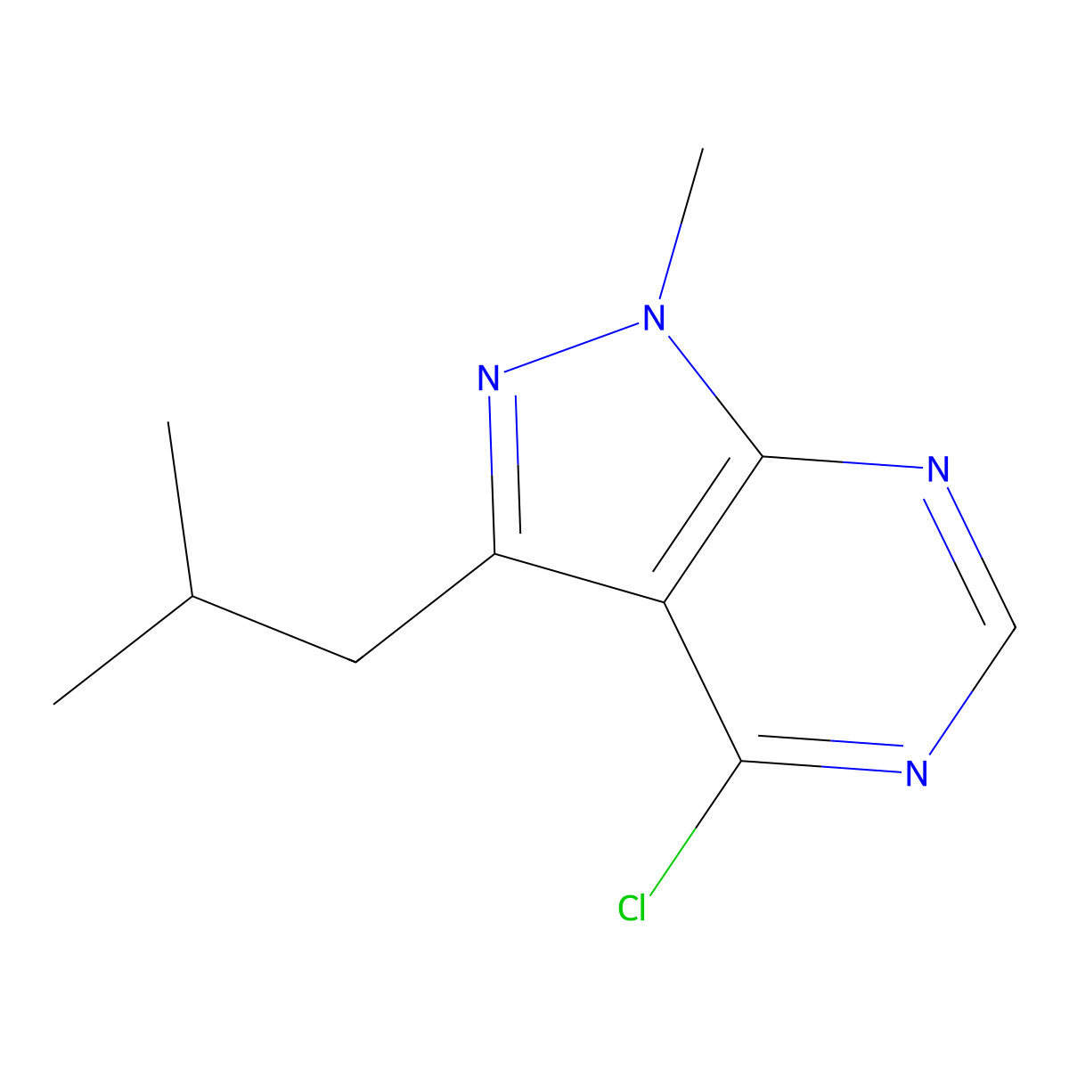 4-chloro-3-isobutyl-1-methyl-1H-pyrazolo[3,4-d]pyrimidine molecular structure, CAS 1424941-66-1