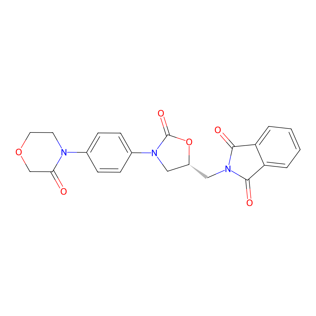 (R)-2-((2-oxo-3-(4-(3-oxomorpholino)phenyl)oxazolidin-5-yl)methyl)isoindoline-1,3-dione molecular structure, CAS 1424944-35-3
