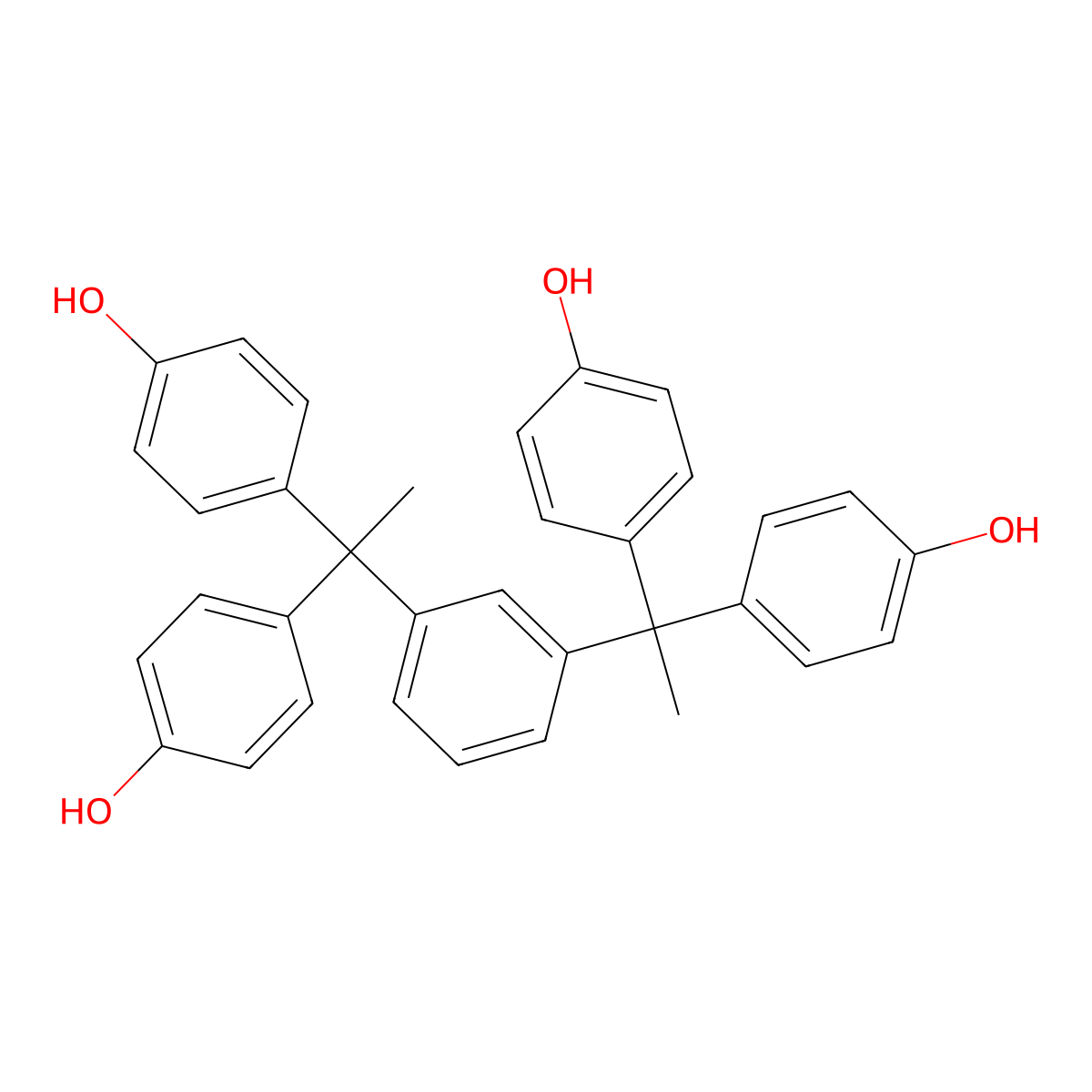 4,4',4'',4'''-(1,3-Phenylenebis(ethane-1,1,1-triyl))tetraphenol molecular structure, CAS 142495-49-6