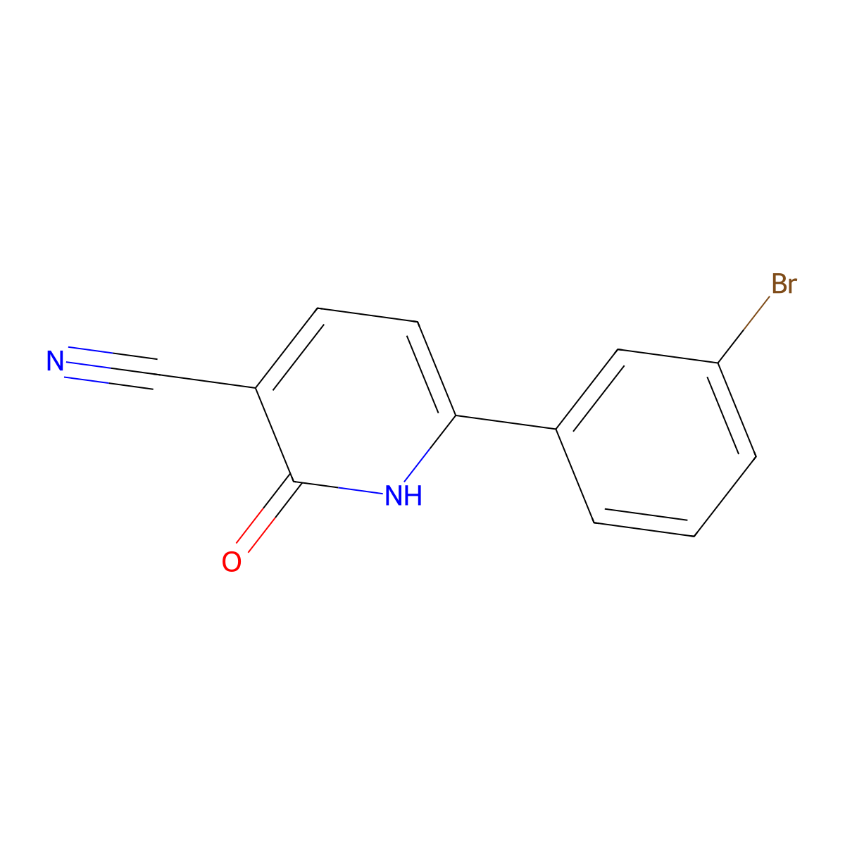 6-(3-bromophenyl)-2-oxo-1H-pyridine-3-carbonitrile molecular structure, CAS 142499-50-1