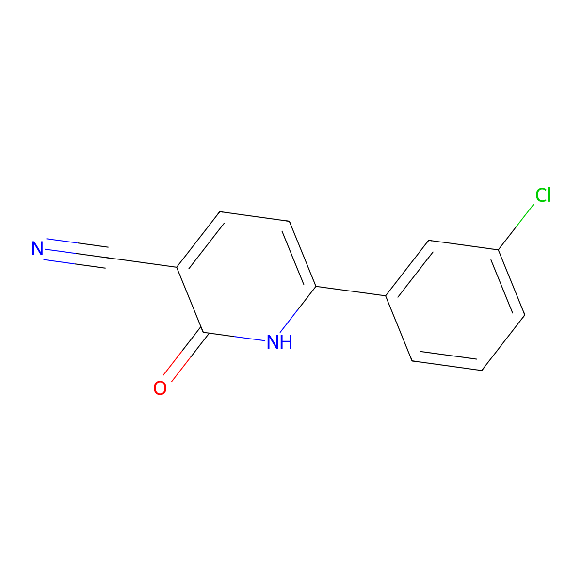 6-(3-Chlorophenyl)-2-oxo-1,2-dihydropyridine-3-carbonitrile molecular structure, CAS 142499-65-8